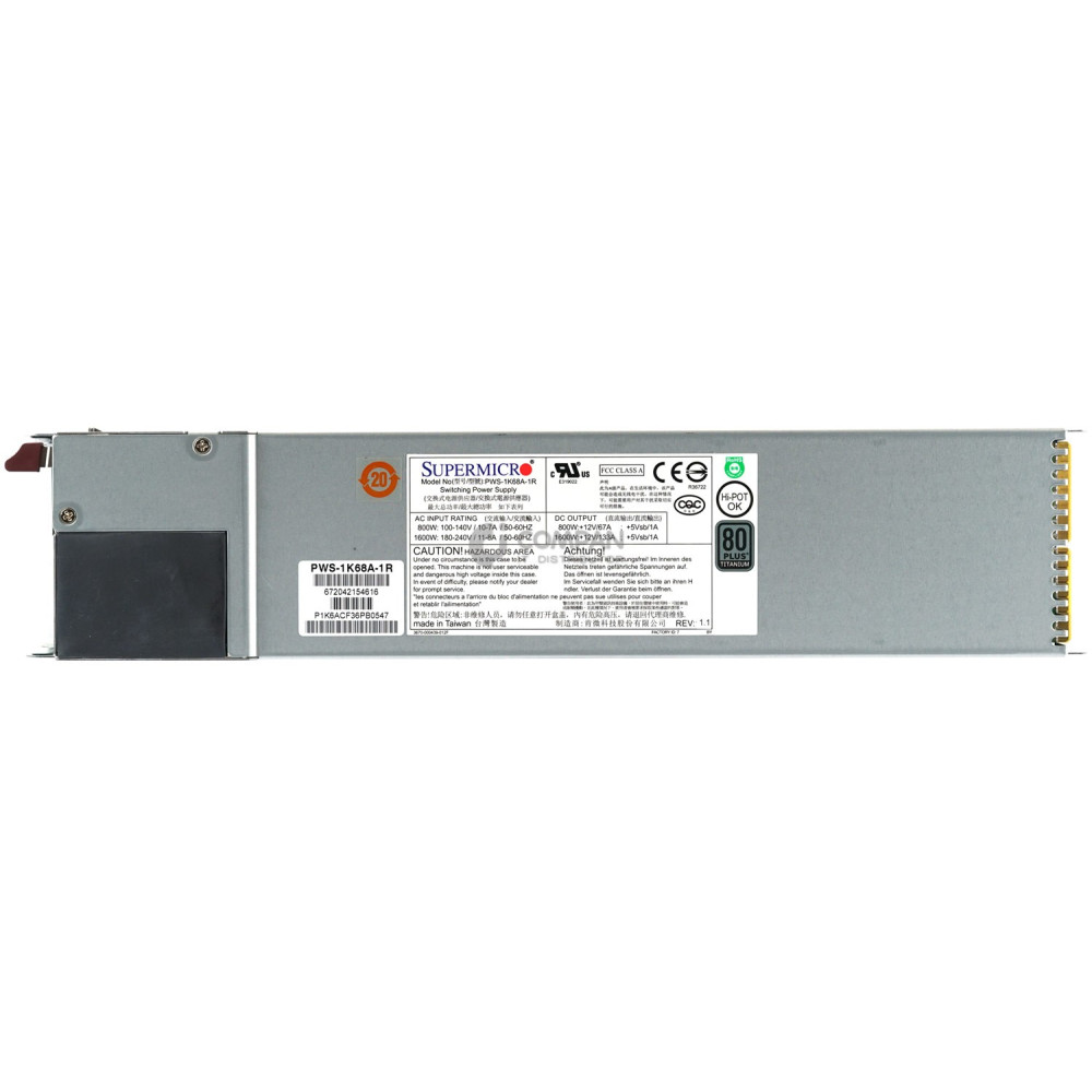 PWS-1K68A-1R SUPERMICRO 1600W 80PLUS TITANIUM POWER SUPPLY
